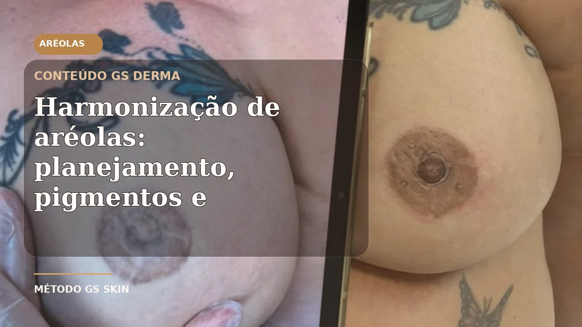 Resultado de harmonização visual de aréola apresentado em conteúdo educativo da GS Derma
